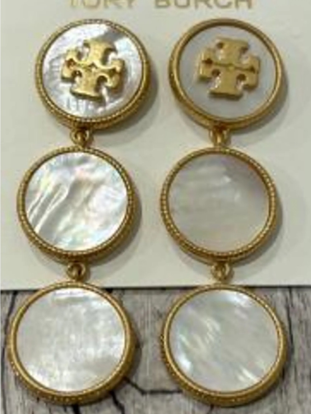 Tory Burch Gold-Tone and Mother-of-Pearl Triple Drop Earrings
